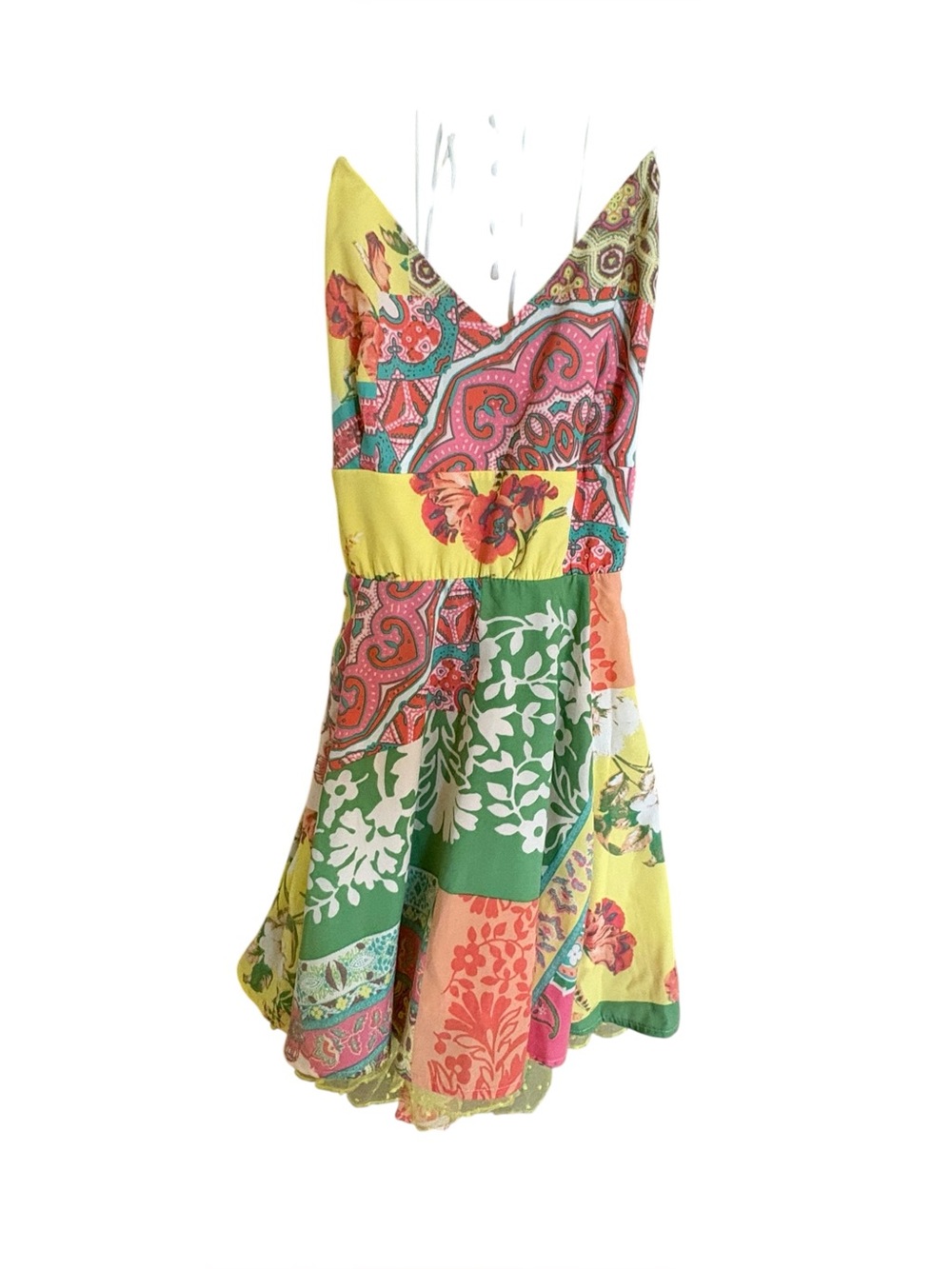 Lucy in the Sky Patchwork Open Back Mini Dress Size Large